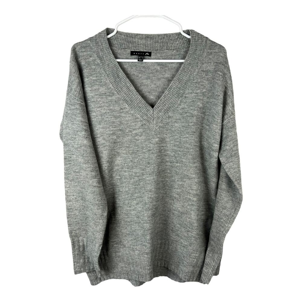 Rusty Gray V-Neck oversized Sweater Tunic R. Surfer Skater sz M